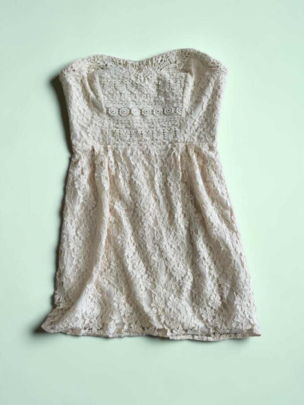 FREE PEOPLE Cream Lace Strapless Dress Size 6